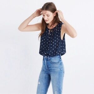 Madewell Memory Blue Tank With Keyhole XS